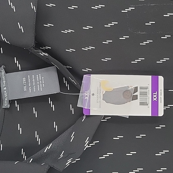 Chelsea & Theodore Black Blouse with White Pattern NWT - Picture 3 of 15